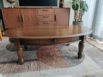 Klassieke massief eikenhouten salontafel met lades, Ophalen, Gebruikt, 100 tot 150 cm, Klassiek