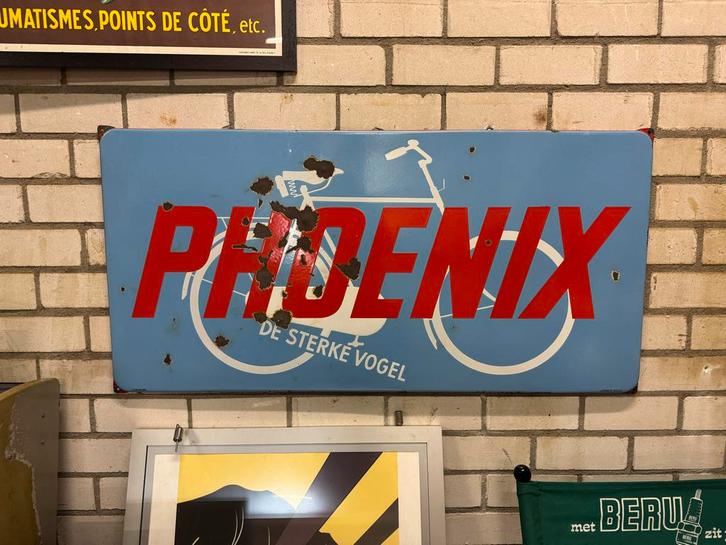 Vintage Phoenix Emaille Reclamebord XL, Antiek en Kunst, Antiek | Emaille, Ophalen