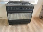 Smeg 6 pits fornuis heteluchtoven zwart 90 cm breed, Witgoed en Apparatuur, Fornuizen, Ophalen, 60 cm of meer, Zo goed als nieuw