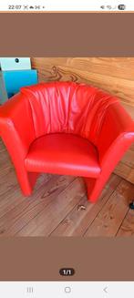 2x Rode Leren Stoel - Modern Design, Ophalen, Gebruikt, Twee, Leer
