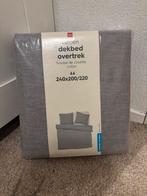 Effen Grijs Dekbedovertrek 240x220 + 2 Slopen - nieuw, Dekbedovertrek, Ophalen of Verzenden, Grijs, Nieuw