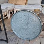 Dienblad met zwart metalen onderstel,  inklapbaar, Ophalen, Gebruikt, Rond, 60 cm of meer
