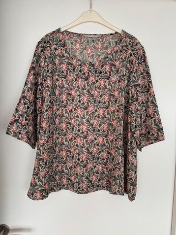 Aaiko blouse – XXL – bloemenprint crème/zwart/oranje/groen beschikbaar voor biedingen