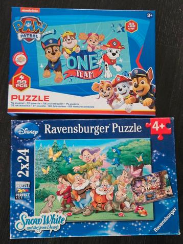 2 Kinderpuzzels: Paw Patrol & Sneeuwwitje beschikbaar voor biedingen