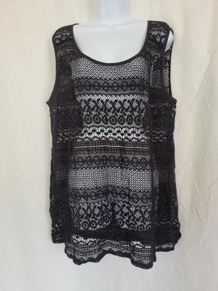 Gaaf zwart kanten dames shirt mt 48 merk MS Mode, Kleding | Dames, T-shirts, Zo goed als nieuw, Maat 46/48 (XL) of groter, Zwart