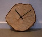 Berkenhouten klok, houtschijf, klok biervat vintage, Ophalen of Verzenden, Nieuw, Analoog, Wandklok