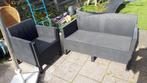 tuinsetje 1x tweezitsbankje + 1 x stoel kunstof zonder kusse, Ophalen, Kunststof, Gebruikt, 3 zitplaatsen