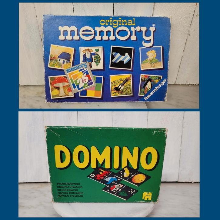 Vintage memory Ravensburger en Domino Jumbo spel, Hobby en Vrije tijd, Gezelschapsspellen | Bordspellen, Gebruikt, Ophalen of Verzenden