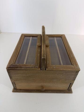 Houten opbergdoos met lade – brocante stijl beschikbaar voor biedingen