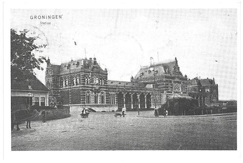 805493	Groningen	Station	_Nette kaart Onbeschreven, Verzamelen, Ansichtkaarten | Nederland, Ongelopen, Groningen, Ophalen of Verzenden