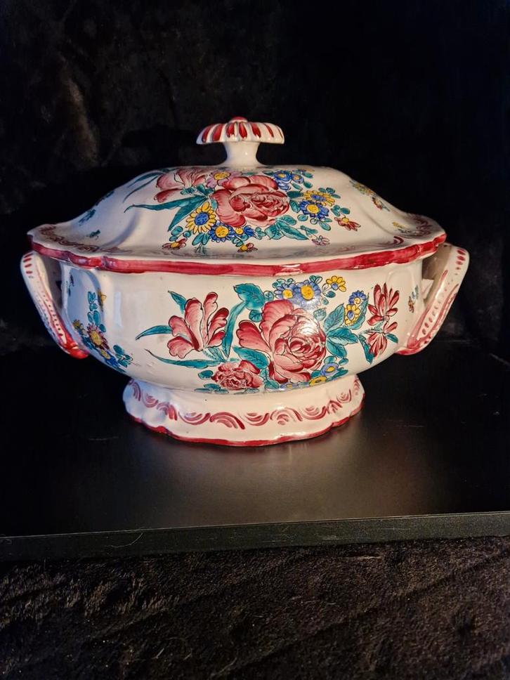 Oude Franse Tafelschaal met Deksel, Antiek en Kunst, Antiek | Keramiek en Aardewerk, Ophalen of Verzenden