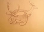 Karl May (1901-1976 German-Canadian) Lithografie 'Rendier/he, Antiek en Kunst, Ophalen of Verzenden