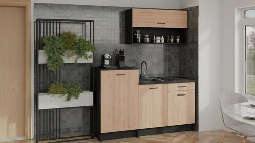 Moderne keuken Tyni Nieuw in bruin zwart of grijs wit 160 cm, Huis en Inrichting, Keuken | Complete keukens, Nieuw, Enkelwandige keuken