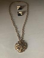 Unieke vintage ketting met bijpassende oorstekers, cadeautip, Ophalen, Zo goed als nieuw, Goud, Overige materialen