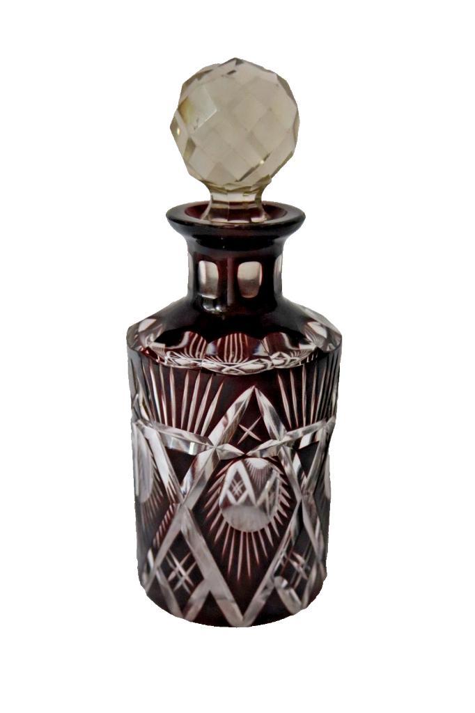 Antieke Art Deco Josephinenhutte ruby red parfumfles c 1920, Antiek en Kunst, Antiek | Glas en Kristal, Ophalen of Verzenden