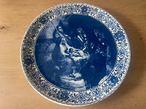 Delfts blauw Chemkefa groot bord Kerstnacht 33 cm, Antiek en Kunst, Antiek | Wandborden en Tegels, Ophalen of Verzenden