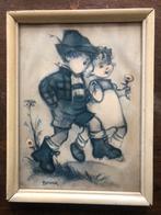 Vintage Hummel Kinderprent met Lijst, Verzamelen, Ophalen of Verzenden, Gebruikt, Kind