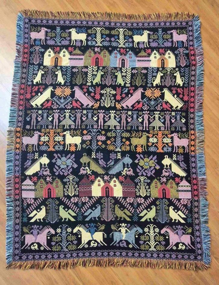 Kleurrijk grand foulard 158/114, Huis en Inrichting, Woonaccessoires | Plaids en Woondekens, Gebruikt, Ophalen of Verzenden