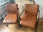 Industriële stoelen - set van 2, Huis en Inrichting, Stoelen, Ophalen, Gebruikt, Twee, Bruin