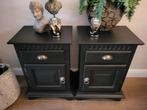 2 super  mooie hoge brocante nachtkastjes mat zwart, Huis en Inrichting, Ophalen, Minder dan 45 cm, Nieuw, 70 cm of meer