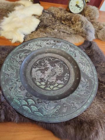 ANTIEK Brons Chinese Draken Wandplaat | Made in China beschikbaar voor biedingen