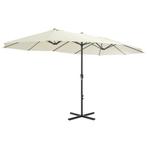 Parasol met aluminium paal 460x270 cm zandkleurig, Nieuw, Kantelbaar, Zweefparasol, Ophalen of Verzenden