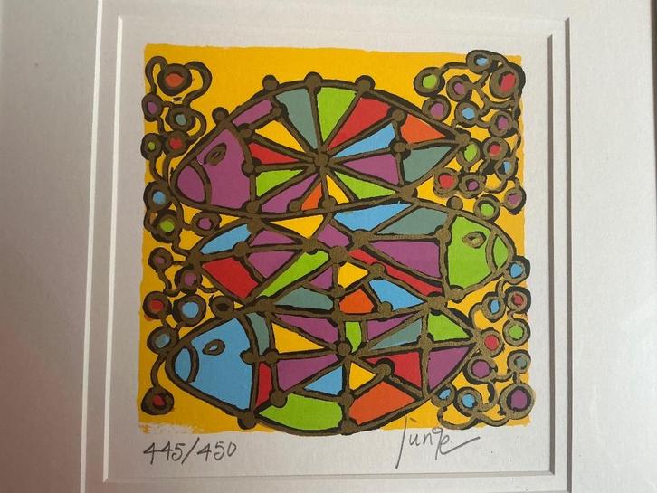 Zeefdruk “Fishfriends” by Margit Junge, Antiek en Kunst, Kunst | Litho's en Zeefdrukken, Ophalen of Verzenden