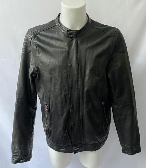 GOOSCRAFT Zwart leer HEREN biker jas  Maat L, Kleding | Heren, Jassen | Zomer, Zo goed als nieuw, Maat 52/54 (L), Zwart, Ophalen of Verzenden