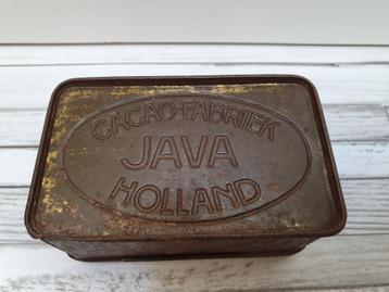 Zeldzaam antiek Art Nouveau blik ca 1920 Cacao Java Holland beschikbaar voor biedingen