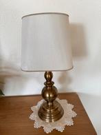 Vintage Messing Tafellamp met Stoffen Kap, Ophalen, Gebruikt, Metaal, Minder dan 50 cm