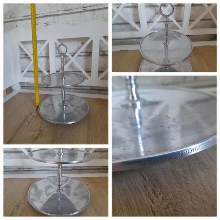 Zilverkleurige 2 laagse etagere riviera maison, Huis en Inrichting, Woonaccessoires | Etagères, Verzenden