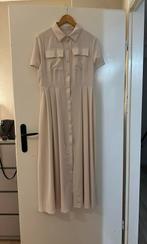 Stijlvolle beige blouse jurk | blousejurk overhemd jurk L, Ophalen of Verzenden, Zo goed als nieuw, Beige, Onder de knie