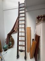 Houten Ladder met Wielen - Vintage Stijl, Doe-het-zelf en Verbouw, Ladders en Trappen, Ophalen, Gebruikt, Ladder, 4 meter of meer