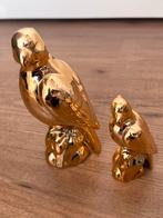 Goudkleurige papegaaien beeldjes, Ophalen of Verzenden, Gebruikt, Dier