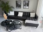 Ikea Landskrona 3 zitsbank met chaise longue zwart leer, Ophalen, Zo goed als nieuw, Leer