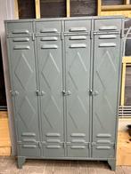 Vintage metalen 4-deurs lockerkast (groen), Huis en Inrichting, Ophalen, Zo goed als nieuw