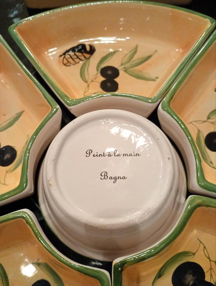 Borrelhapjes Set met Olijven Print, Huis en Inrichting, Keuken | Servies, Gebruikt, Schaal of Schalen, Overige stijlen, Aardewerk