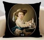 Zwarte stijlvolle kussenhoes retro vintage, Ophalen of Verzenden, Nieuw, Zwart, Vierkant