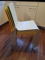 4 stapelbare stoelen, 4 kleuren Eva Bontempi Casa Italiaans, Huis en Inrichting, Stoelen, Vijf, Zes of meer stoelen, Metaal, Gebruikt