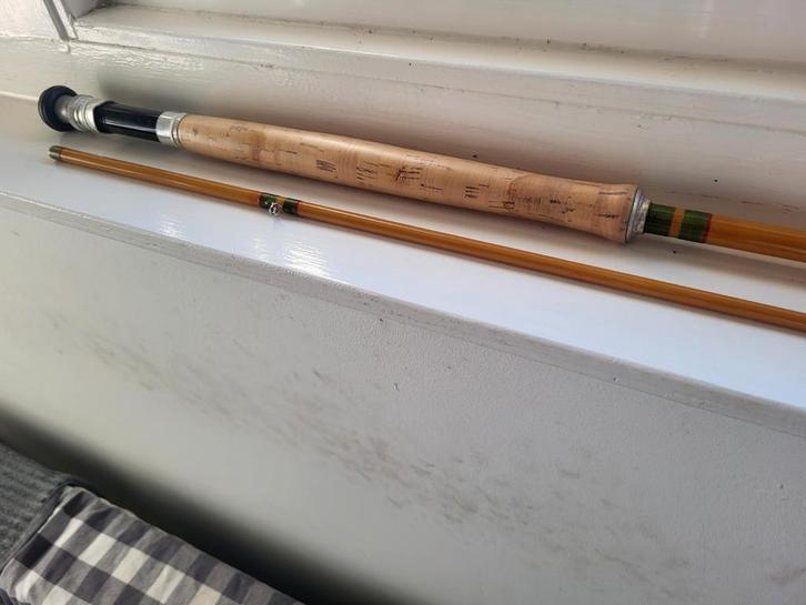 Geelglas vlieghengel 'Wout v Leeuwen'., Watersport en Boten, Hengelsport | Algemeen, Werphengel, Ophalen of Verzenden