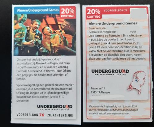Almere Undergrounds Games 20% korting, Tickets en Kaartjes, Kortingen en Cadeaubonnen