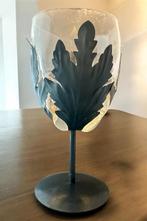 Decoratieve vintage  kandelaar van glas en ijzer., Huis en Inrichting, Woonaccessoires | Kandelaars en Kaarsen, 25 tot 50 cm, Zwart