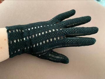 Vintage jaren 60 zwart kanten handschoenen hand gemaakt