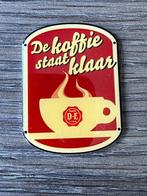 Vintage Douwe Egberts reclamebordje De koffie staat klaar, Ophalen of Verzenden, Gebruikt, Reclamebord
