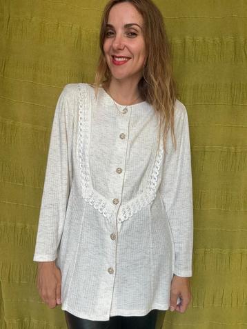 Vintage blouse/ vestje - gebroken wit - knoopjes- 90's  beschikbaar voor biedingen
