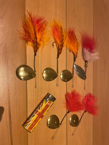 Polderspinners voor de Snoek, handgemaakt setje zes stuks beschikbaar voor biedingen