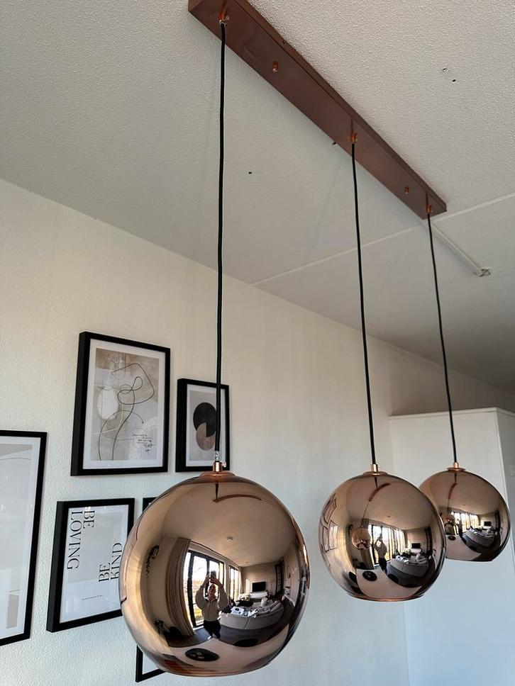 Moderne hanglamp met glazen bollen, Huis en Inrichting, Lampen | Hanglampen, Gebruikt, Minder dan 50 cm, Glas, Ophalen
