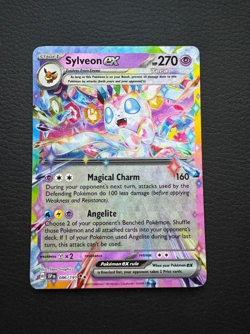 Sylveon ex #86 Pokemon Surging Sparks, Hobby en Vrije tijd, Verzamelkaartspellen | Pokémon, Zo goed als nieuw, Losse kaart, Foil