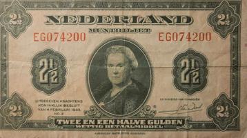 2 1/2 Gulden 1943 Muntbiljet beschikbaar voor biedingen