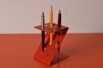 Retro vintage stalen desk organizer / pennenstandaard, Ophalen of Verzenden